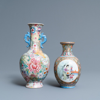 Two Chinese famille rose vases, Qianlong marks, Republic