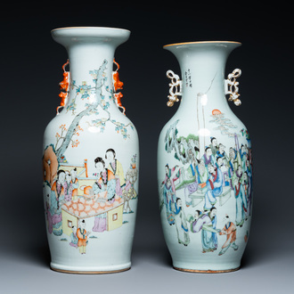 Twee Chinese qianjiang cai vazen, 19/20e eeuw