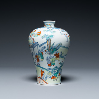 A Chinese doucai 'meiping' '100 boys' vase, Chenghua mark, 20th C.
