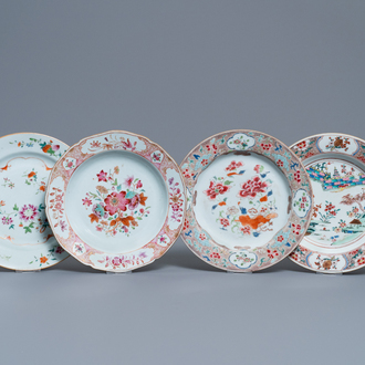 Vier Chinese famille rose borden, Yongzheng/Qianlong