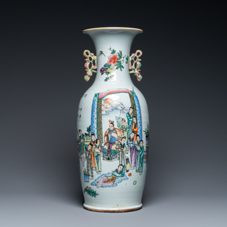 A Chinese qianjiang cai vase with two-sided design, 19/20th C.