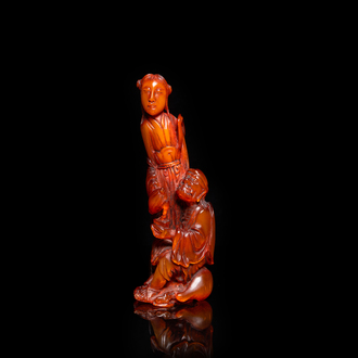 Een Chinese groep in buffelhoorn, Qing
