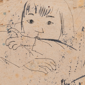 Bui Xuan Phai (Vietnam, 1920-1988): 'Portret van een meisje', inkt op papier, gesign. en gedateerd 1970