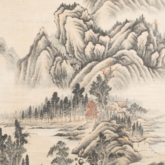 Lu Hui 陸恢 (1851-1920): 'Mountainous landscape', ink on paper, dated 1910