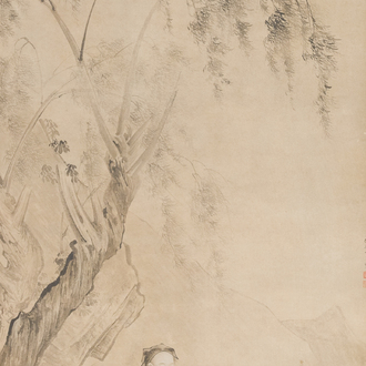Follower of Qiu Ying 仇英 (1494-1552): 'Sage with a servant', ink on paper