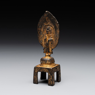 A Chinese gilt bronze standing Buddha in Northern Wei-style, 19th C.