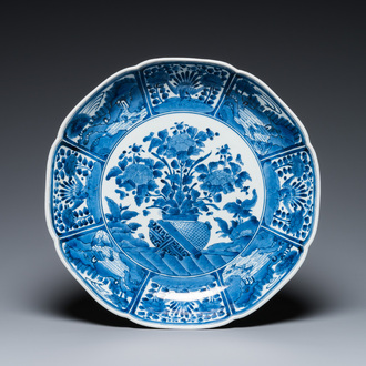 A Japanese Arita blue and white 'flower basket' dish, Edo, 18th C.