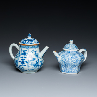 Two Chinese blue and white teapots and covers, Yongzheng