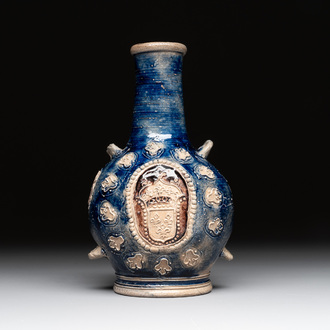 A Westerwald stoneware pilgrim's flask with the coat of arms of France, Germany, 17th C.