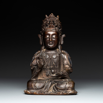 A Chinese bronze Guanyin, Ming