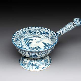 A Dutch Delft blue and white 'tobacco plantation owner' brasier, 18th C.