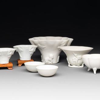 Seven Chinese Dehua blanc de Chine wares, 18th C. and later