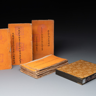 Collection of ten Chinese books about Taoism and an album after Giuseppe Castiglione (郎世寧, 1688-1766): 'One Hundred Horses,' 20th C.