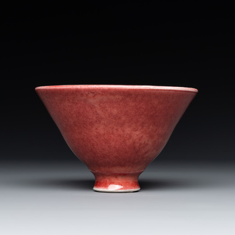 A Chinese peachbloom-glazed conical bowl, 19th C.