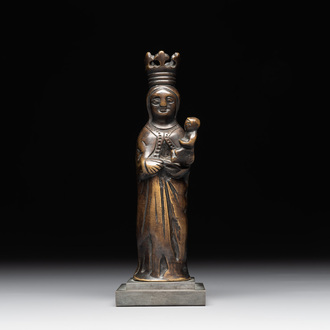 A bronze 'crowned Madonna with child' lustre ornament, Flanders, 16th C.