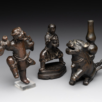 Three various Chinese bronze incense holders, Yuan/Ming