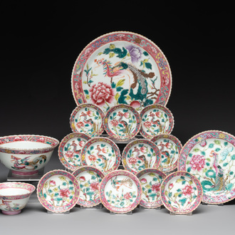 A collection of 16 Chinese famille rose wares for the Straits or Peranakan market, 19th C.
