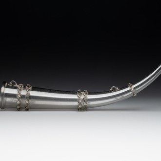 A façon de Venise glass drinking horn, The Netherlands, 16/17th C.