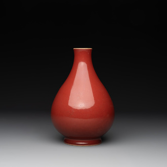 A Chinese copper-red-glazed pear-shaped vase, Yongzheng mark and of the period