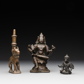 Two Indian bronze figures of Nandi and Shiva, and a South Asian bronze Garuda, 17th C. and later