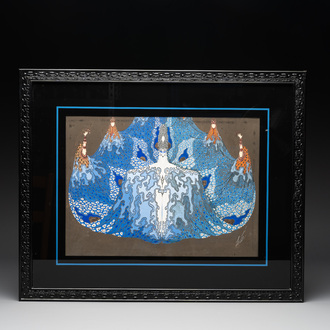 Romain De Tirtoff 'Erté' (1892-1990): Les Fleuves, 'L'océan et les Iles', ink and bodycolour on paper, signed and dated 1923