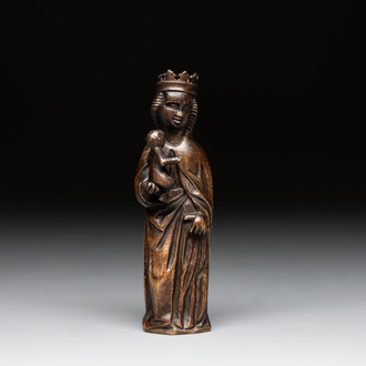 A bronze 'crowned Madonna with child' lustre ornament, Flanders, 16th C.