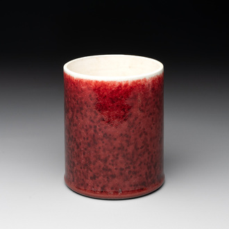 A Chinese copper-red-glazed brush pot, 'bitong', 18th C.