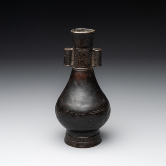 A Chinese bronze 'touhu' vase, Yuan