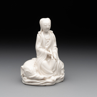 A Chinese Dehua blanc de Chine Guanyin, He Chaozong 何朝宗 mark, 19th C.