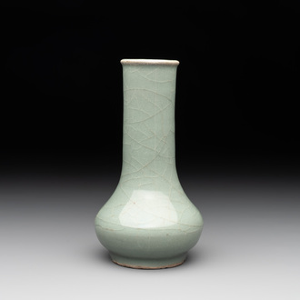 A Chinese Longquan celadon bottle vase, Song