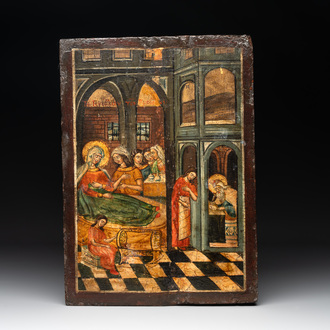 An icon of the Nativity of the Virgin Mary, Greece, 18th C.