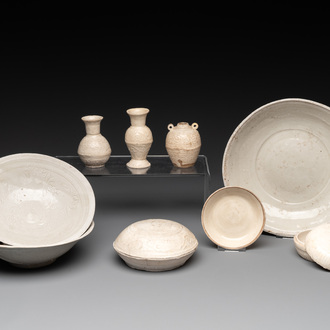 A collection of nine Chinese white-glazed and cream-glazed wares, incl. Dehua, Song/Ming