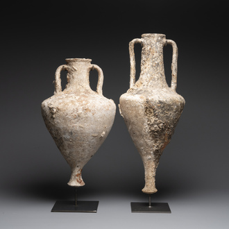 Two Roman terracotta wine or oil transport amphorae, 2nd/1st C. B.C.