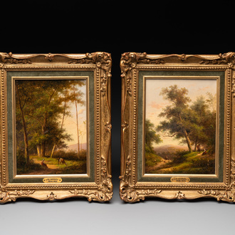 Jan Evert Morel (II) (1835-1905): Two animated landscapes, oil on panel, both signed