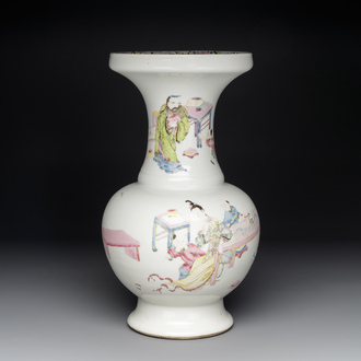 A fine Chinese famille rose vase with figural design, Yongzheng