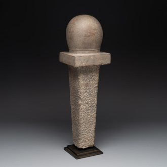 A Cambodian gray sandstone linga, pre-Angkor, 7/8th C.