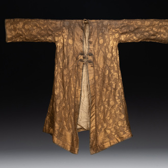 An Ottoman gold-thread-embroidered silk kaftan, probably 18th C.