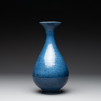 A Chinese powder blue 'yuhuchunping' vase, Ming
