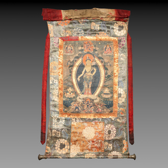 A Tibetan thangka depicting Padmapani, 19th C.