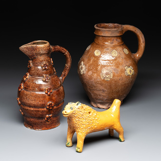 Three relief-decorated pottery wares, Western Europe, 13th C. and later