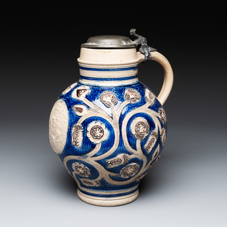 A Westerwald stoneware 'William and Mary' jug, dated 1693