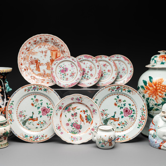 13 Chinese famille rose, verte and iron-red-decorated wares, Kangxi and later
