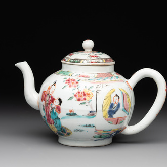 A Chinese famille rose 'Xi Xiang Ji' teapot, Yongzheng