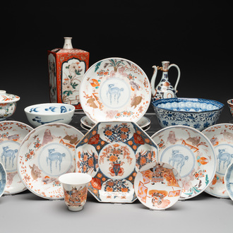 A collection of 20 Japanese Imari, blue and white wares, 18th C. and later