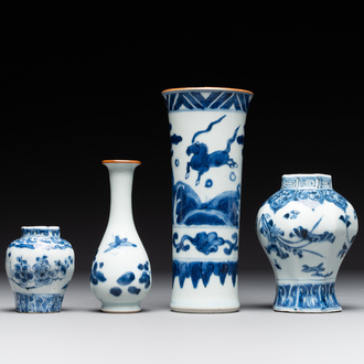 Four Chinese blue and white vases, Transitional period