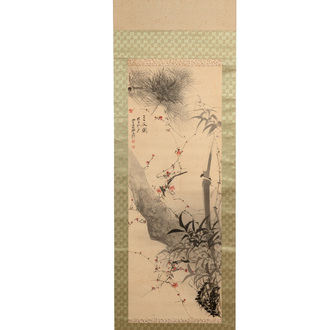 In the manner of Zhang Daqian 張大千 (1898-1983): 'Three friends of winter', ink and colour on paper