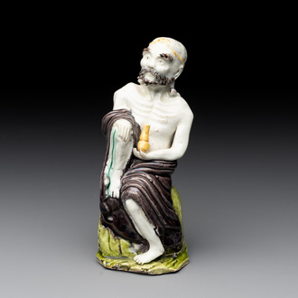 A Chinese sancai-glazed figure of a Luohan, Qianlong
