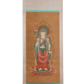 Chinese school: 'Buddha', ink and colour on silk, Qing or later