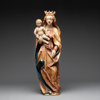 A gilt and polychromed sculpture of Madonna with Child, Germany, 17/18th C.