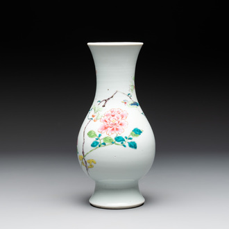 A Chinese famille rose 'bird among flowering branches' vase, Yongzheng